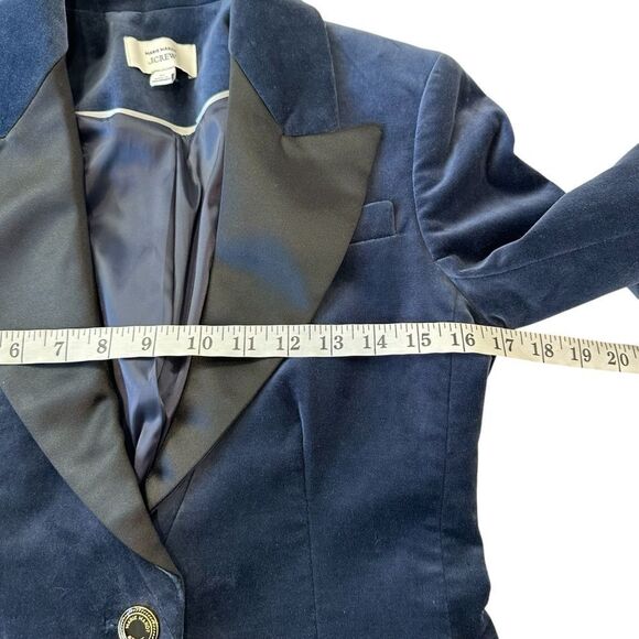 J. Crew X Marie Marot Blue Tuxedo Velvet Stretch Holiday Formal Party Blazer, 00 - Picture 12 of 14